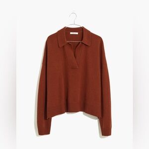 Madewell Davie Wool Blend Polo Sweater Size M in Heather Cabernet